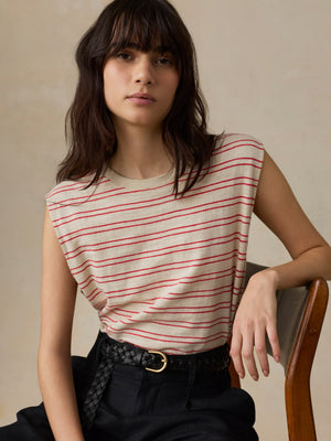 Sunwashed Slub Muscle Tank - Summer Sand Stripe